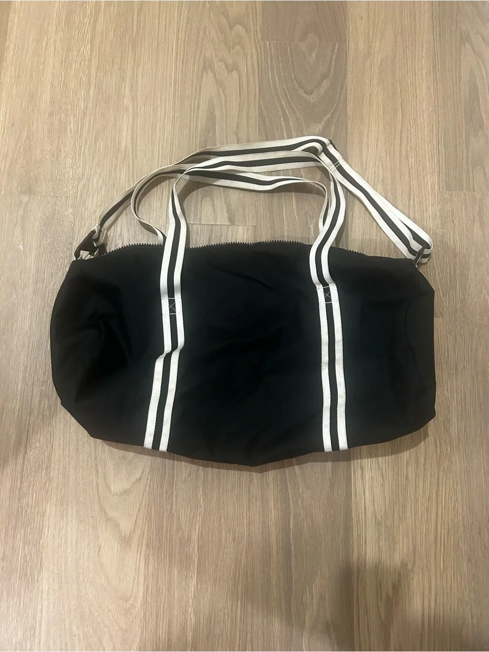 Nike Black Duffel with White Stripe Accents